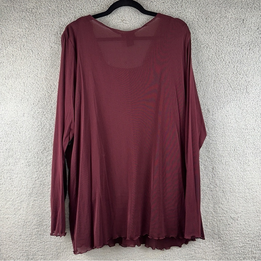 Lane Bryant Top Womens 22/24 Burgundy Blouse Festival Christmas Feminine Boho - Picture 3 of 10
